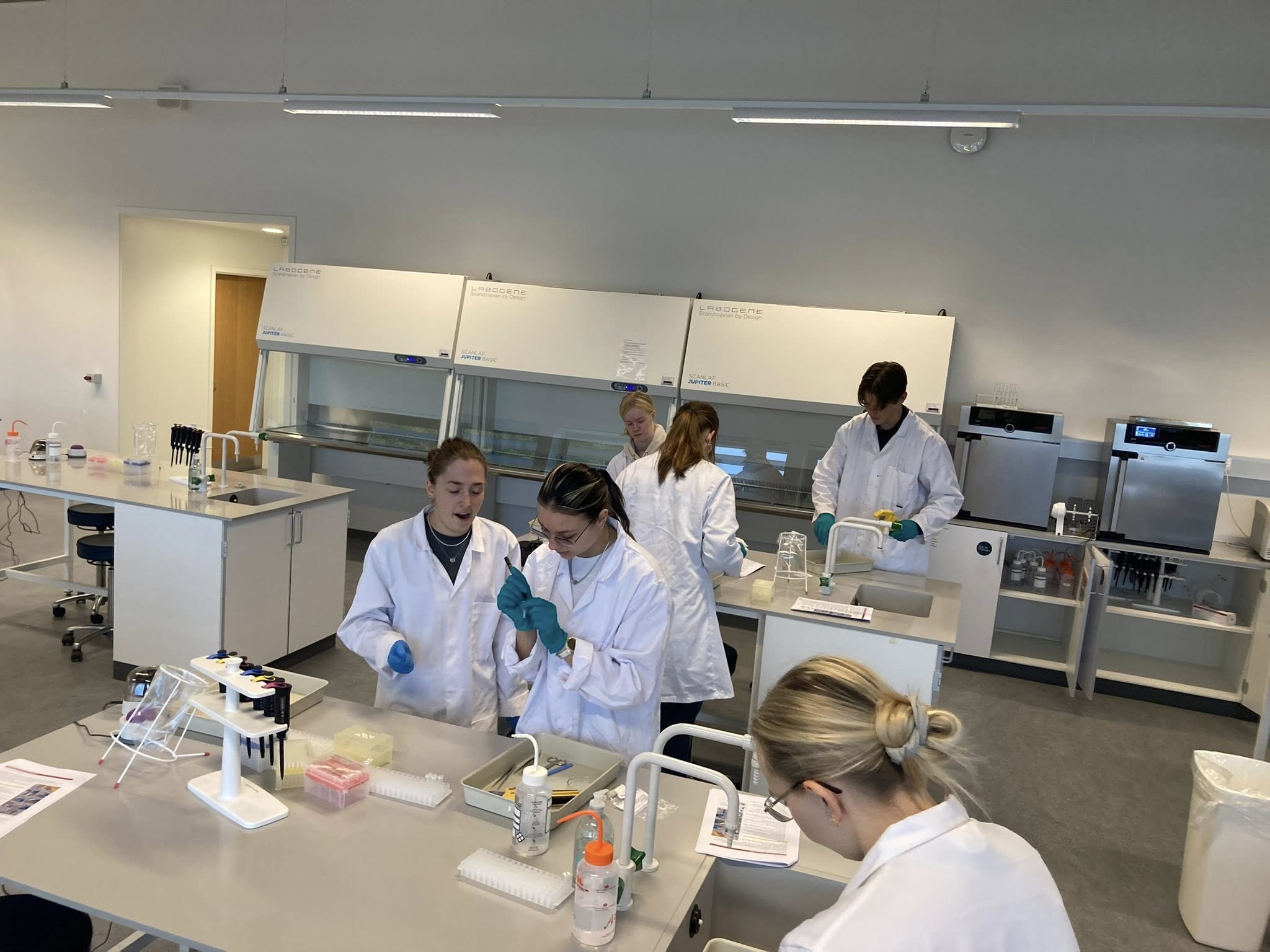 Bioteknologielever i laboratorie