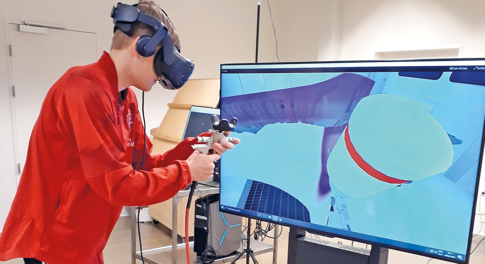 EUD Grundskoleelev Prøver At Laksimulator